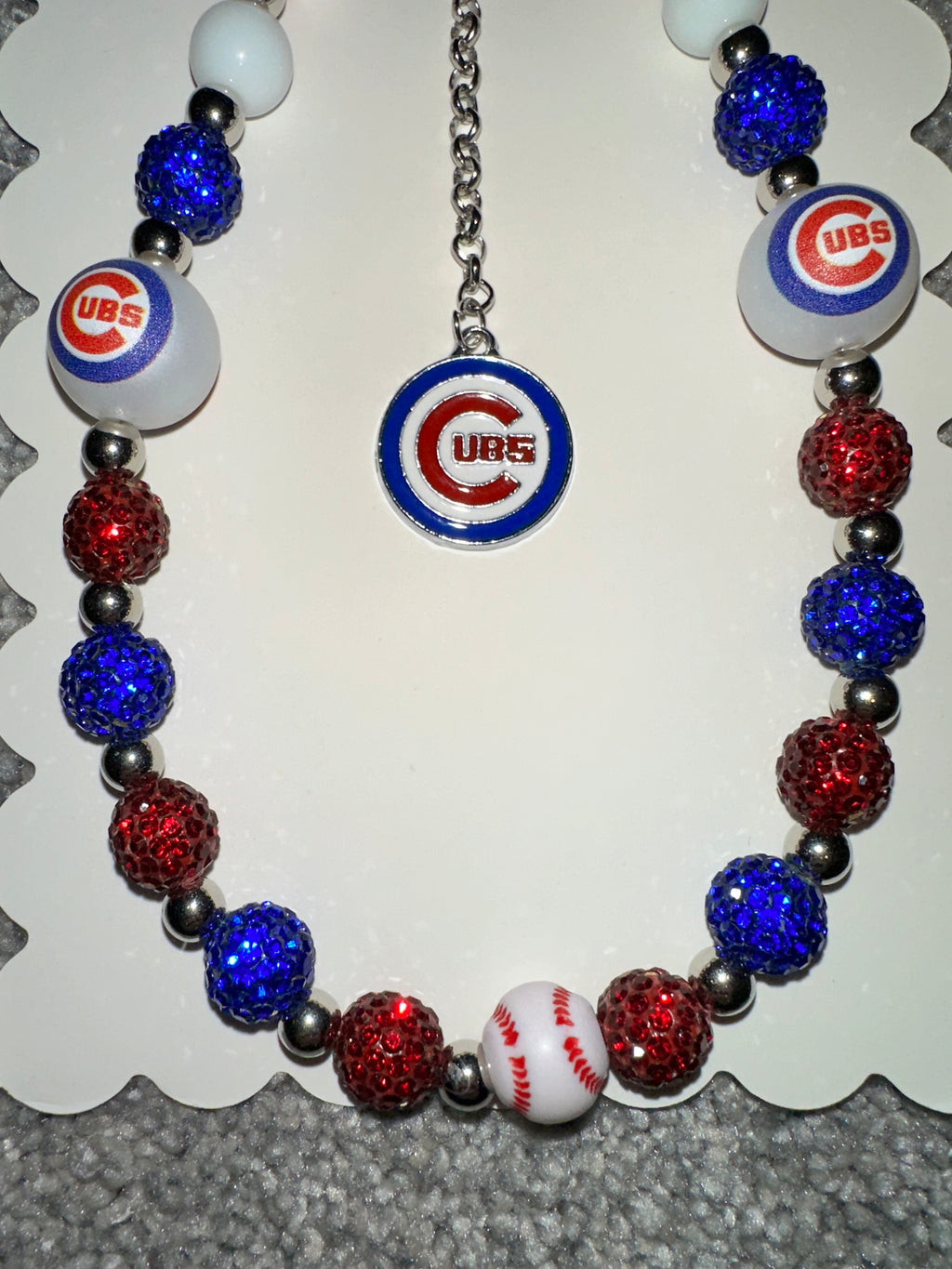 Sports Team Bling Keychain Chicago Cubs