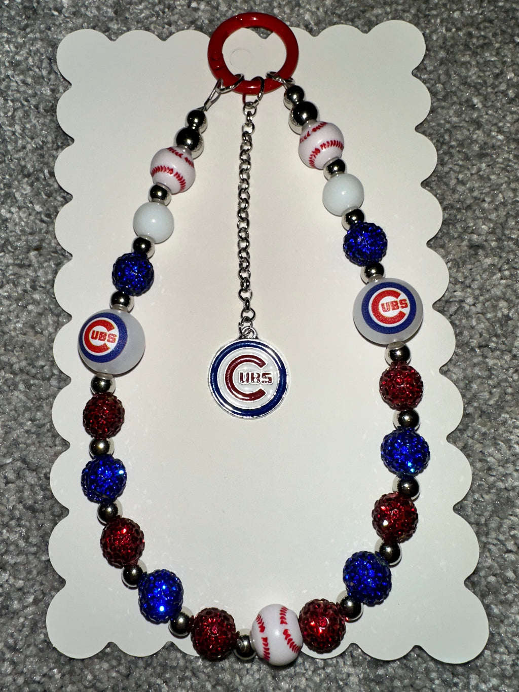 Sports Team Bling Keychain Chicago Cubs