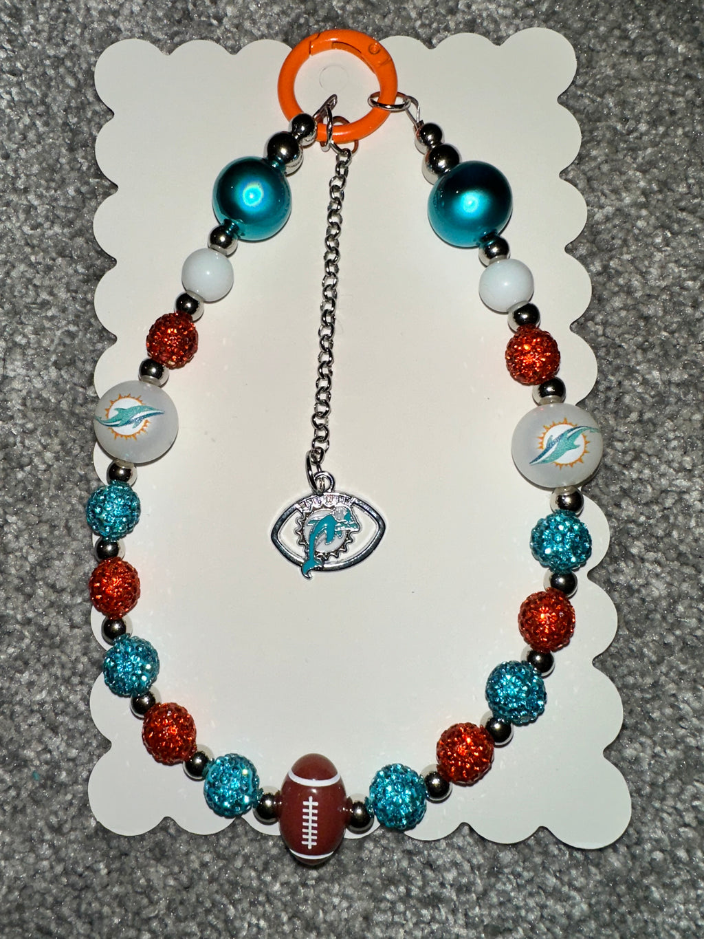 Sports Team Bling Keychain / Phone chain Dolphins