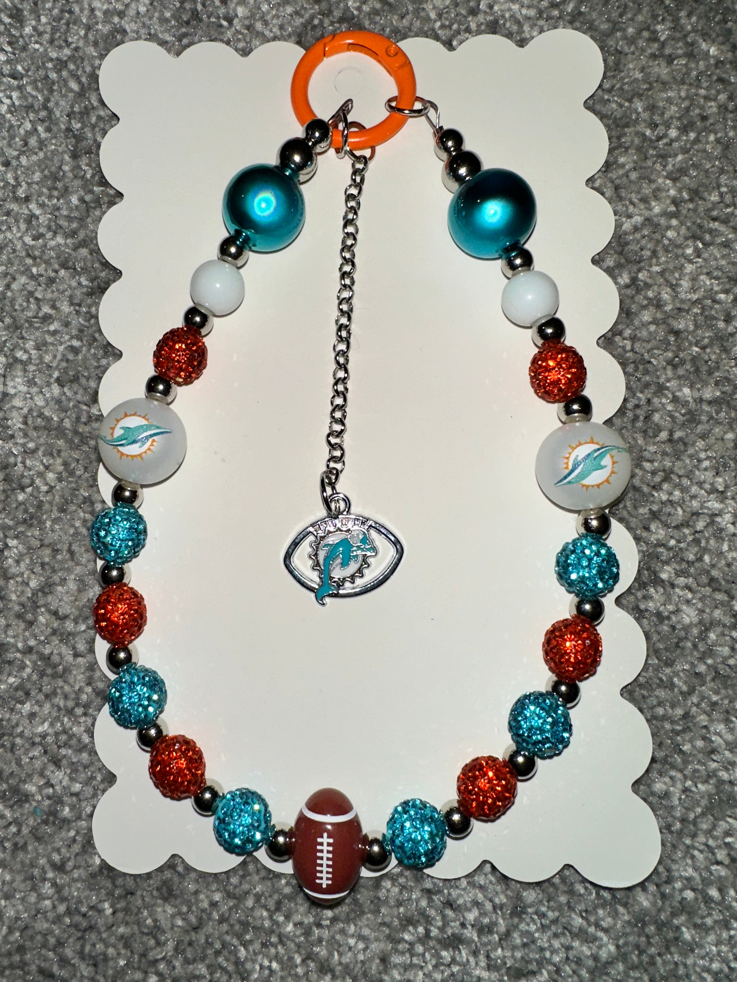Sports Team Bling Keychain / Phone chain Dolphins